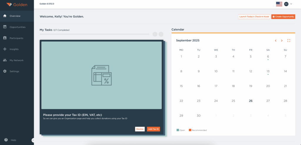 Golden: Volunteer Management Platform